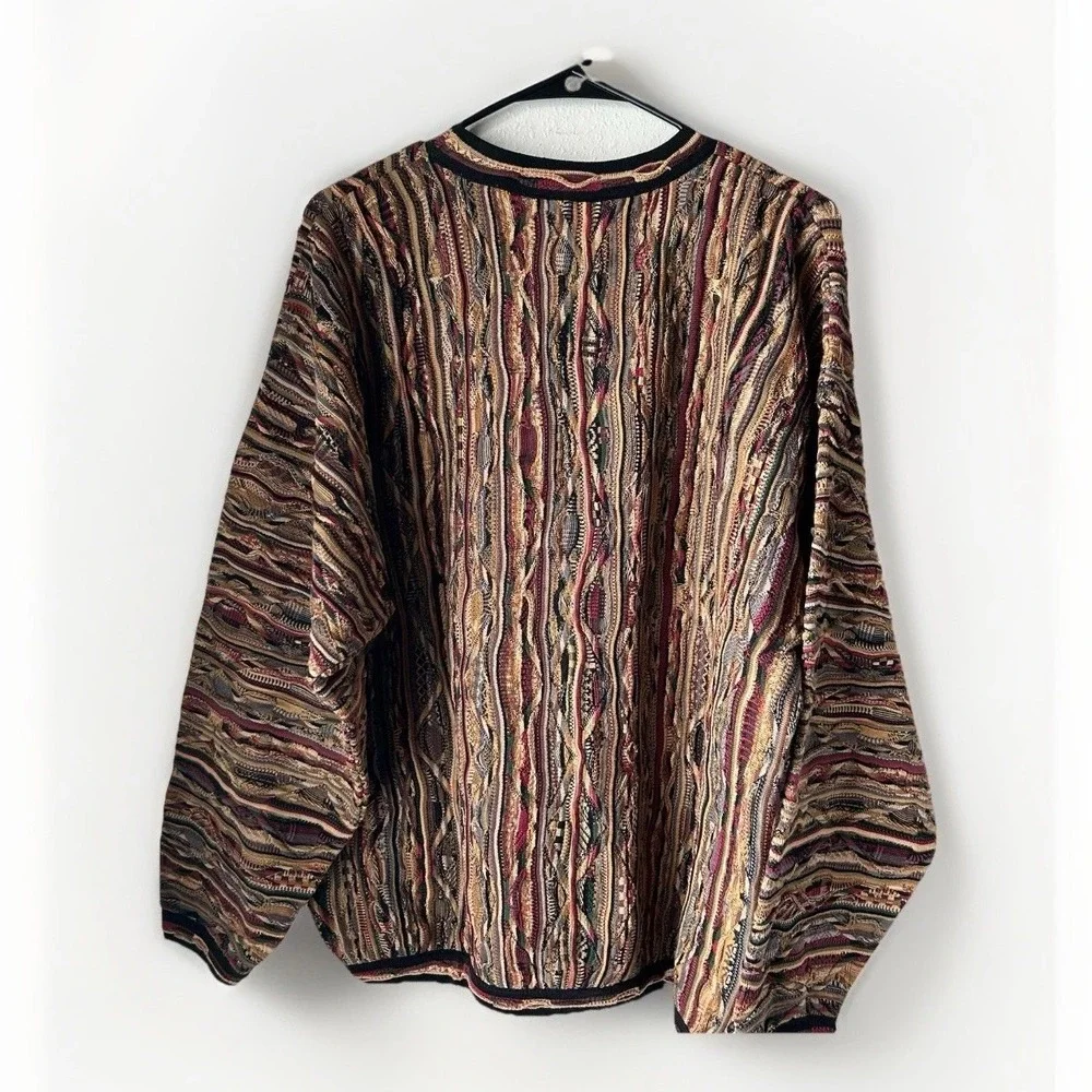 Vintage Tundra Abstract Knit Sweater 90s Crew Neck Biggie Coogi Cosby Style L